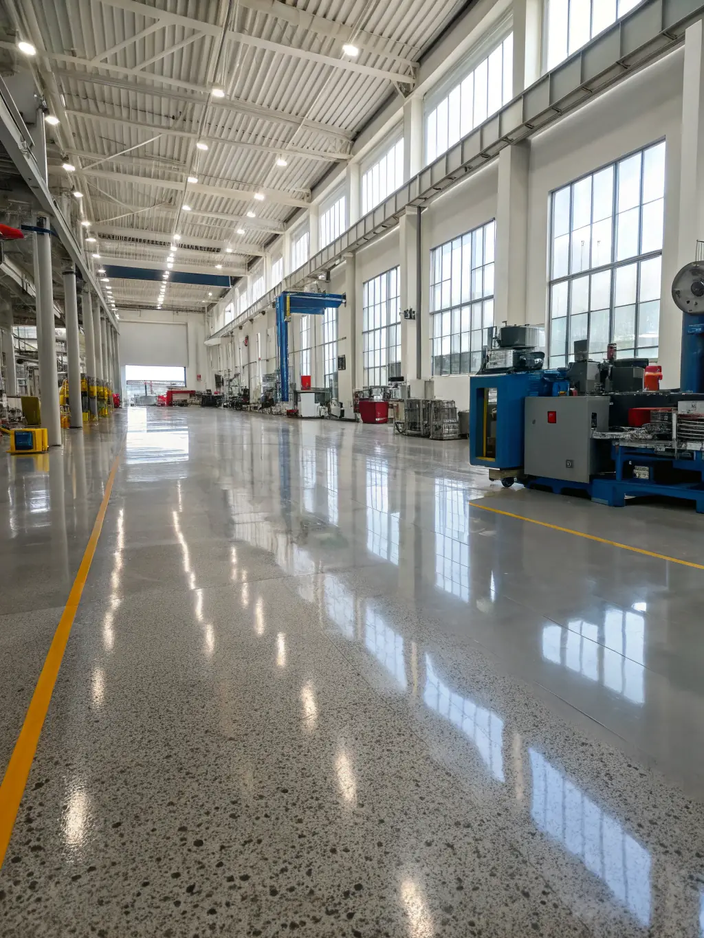 A factory floor where all machinery and surfaces are impeccably clean, demonstrating Lungta's commitment to helping businesses meet safety and regulatory requirements.